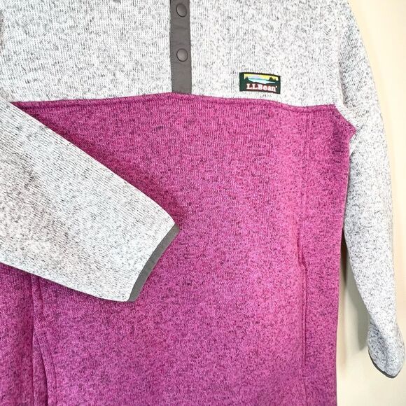 L.L. Bean Sweater Fleece Pullover Pewter/Mulberry Large 14/16 - Picture 5 of 11